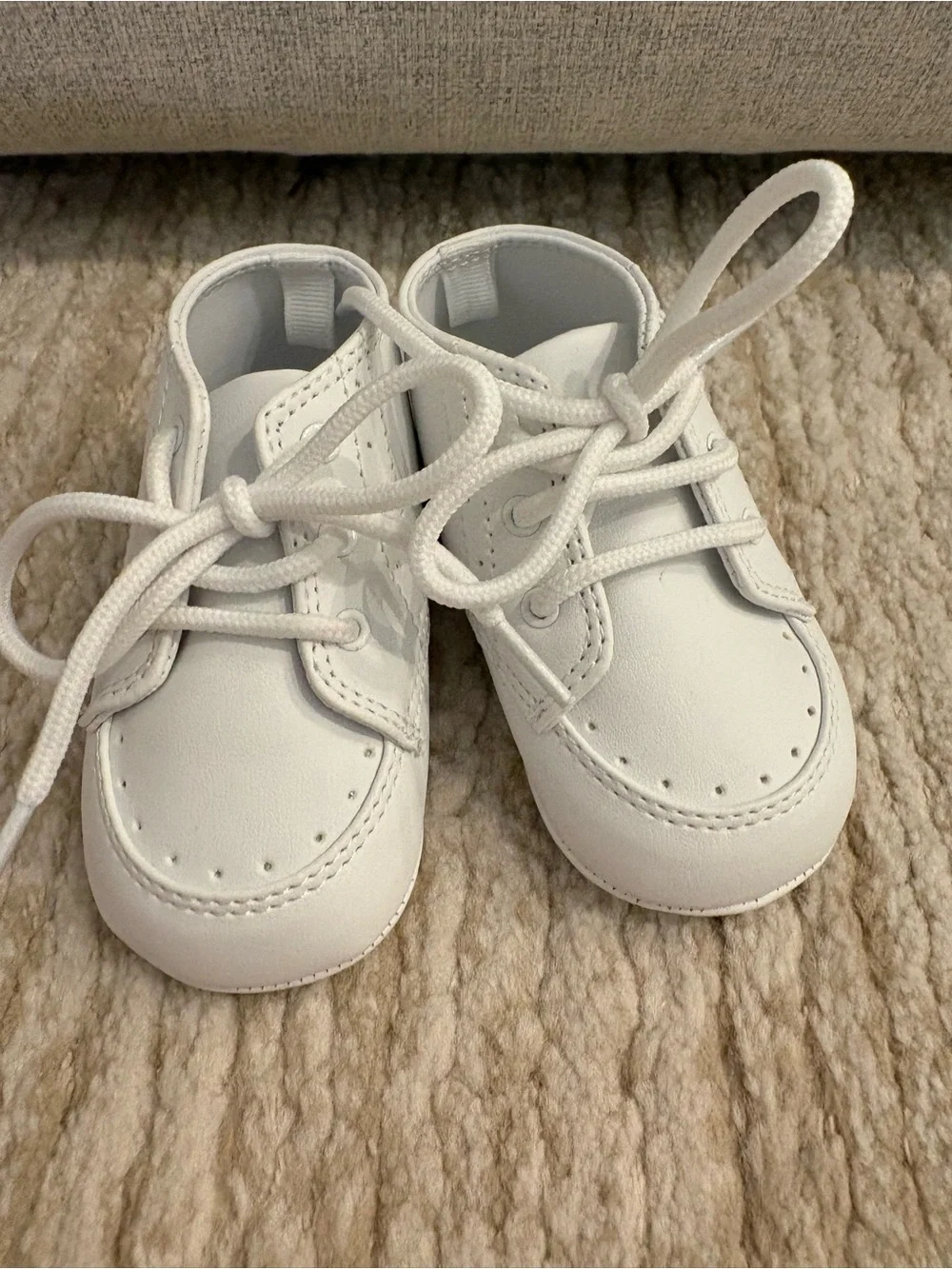 Baby White Lace-Up Dress Crib Shoes